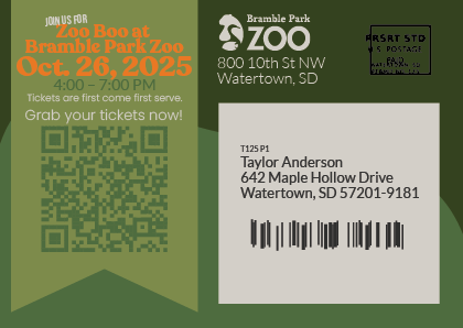 Bramble Park Zoo direct mailing back
